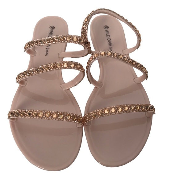 Nude Embellished Jelly Slides - Picture 9 of 14